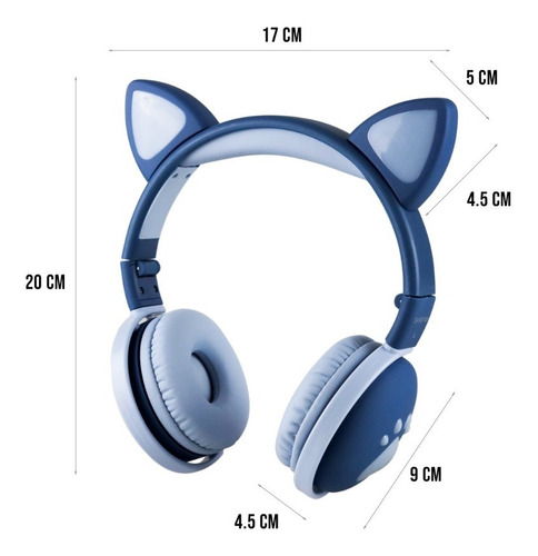 Imagen 8 de 10 de Audífonos Oreja De Gato Auriculares Bluetooth Recargables