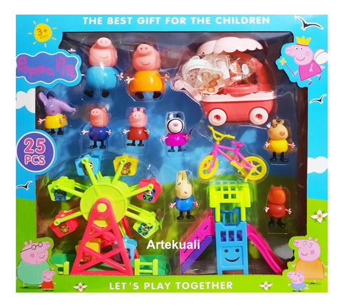 Peppa Set Completo Parque Diversiones 9 Muñecos + Juegos!!