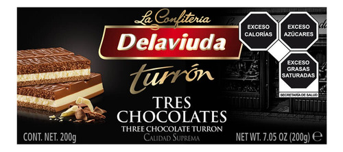 Delaviuda Turrón Praliné De Tres Chocolate 200 Gr 