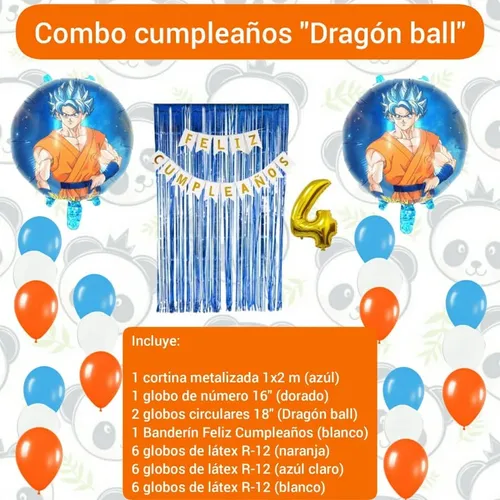 comprar Combo Decoración Cumpleaños Dragon Ball Goku Cortina Globos