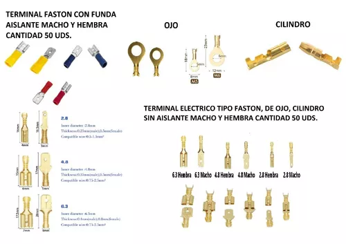 TERMINAL FASTON HEMBRA AMARILLO (12/10) AISLACION COMPLETA. PE130163 –  Punto Eléctrico Ltda.