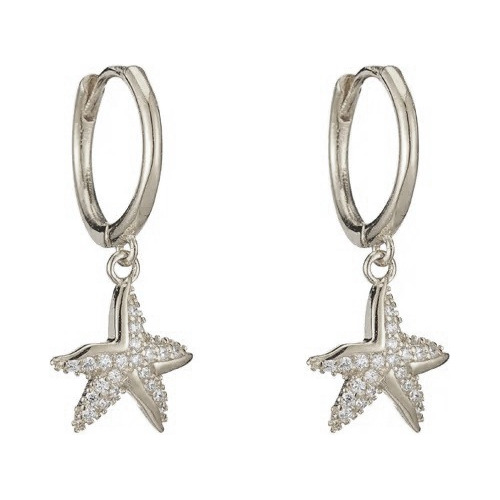 Pendientes Caravanas Estrella De Mar Plata 925