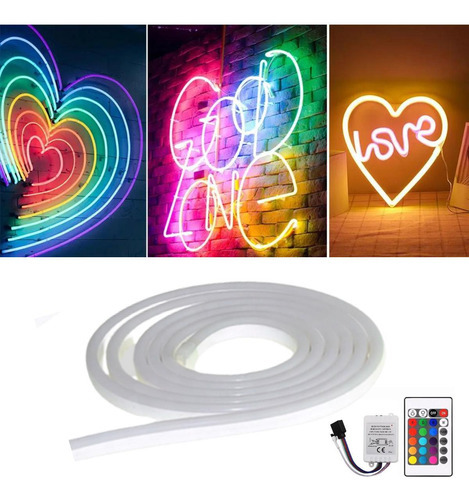 Cinta flexible LED de neón RGB, 16 colores, 5 m, 12 V, con control