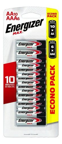 Pack Energizer Promocional 10 Aa + 6 Aaa