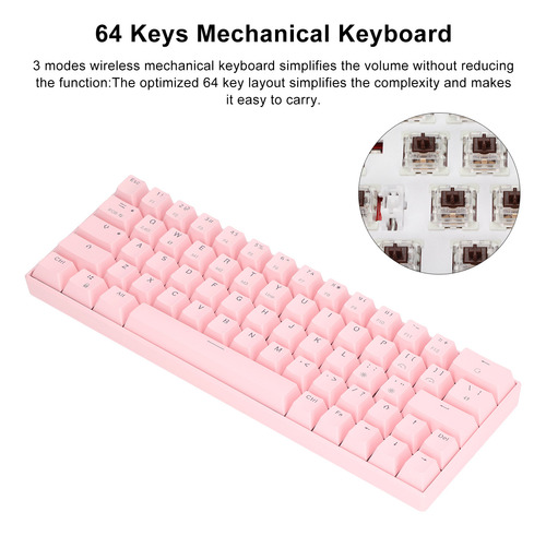 Teclado Mecánico Inalámbrico De 3 Modos N Key Rollover 64 Te