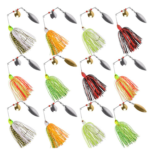 Senuelos De Pesca Spinnerbait, 12 Piezas De Senuelo De Pesca