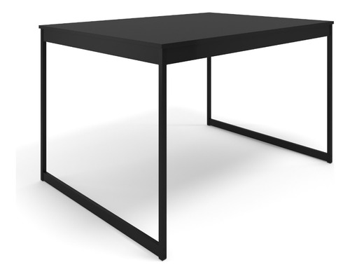 Mesa De Jantar Industrial Pé Muxarabi Madeira 120x90 Cobogó Tampa Preto/Total