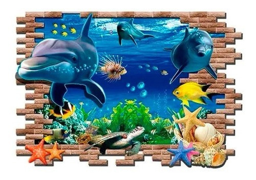 Vinilos Decorativos Adhesivos Pared Infantiles Delfines 3d