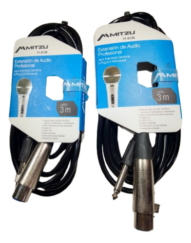 Kit 2 Cables 3 M. Para Microfono Y 2 Microfonos Alambricos