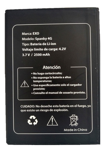 Batería Celular Exo Spanky 4g 2500 Mah Adulto º11 Genérica