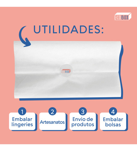 Papel De Seda 23x50cm Branco 100 Folhas Lisa