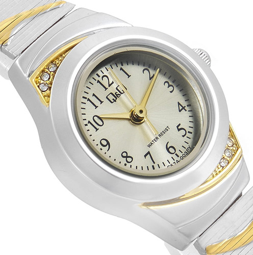 Reloj Q&q Dama C67a 003py Plateado Con Dorado Elegancia