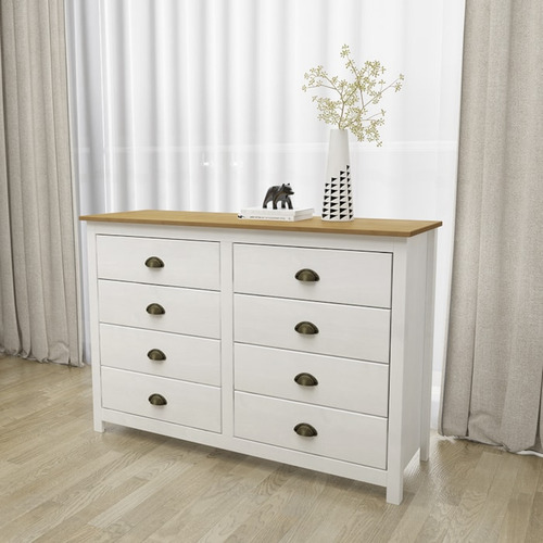 Comoda 8 Gavetas Madeira Maciça 125 Cm 9102 Branco Freijo Mi