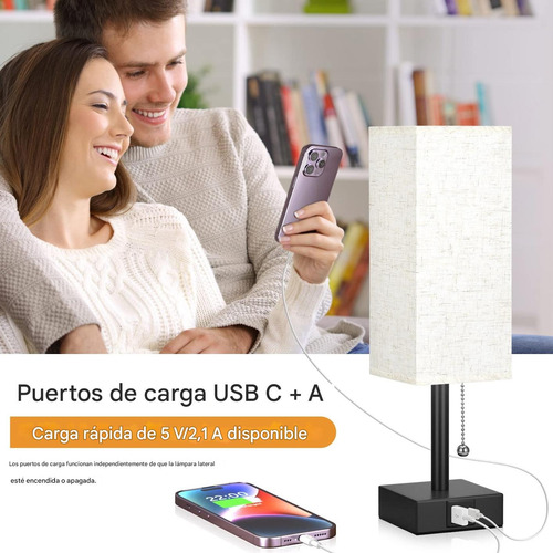 Luz Nocturna Táctil De Escritorio Toma 2pack Beige
