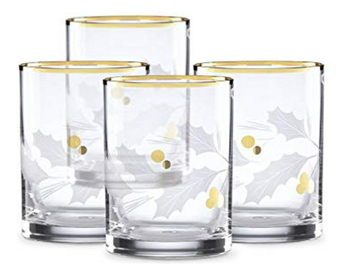 Lenox Holiday Gold Double Old Fashioned 4-piece Glass Set Cl