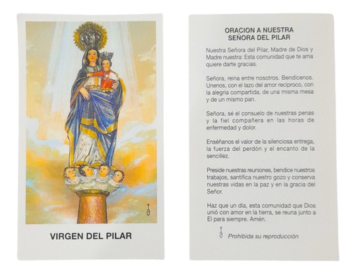 Estampas Virgen Del Pilar Santo  Santoral Virgen X 100 Un
