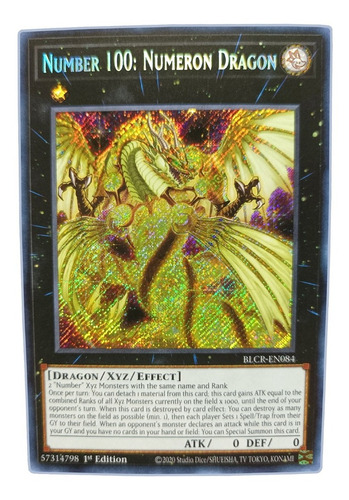 Yugi-oh! Number 100 Numeron Dragon Blcr-en084 Secret