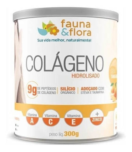 Colágeno Hidrolisado 300g Silício Org + Vitaminas- Tangerina