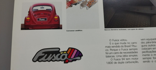 Imagem 5 de 9 de Vw Fusca 1600 1994 Itamar Catálogo Folder Prospecto Novo 0km