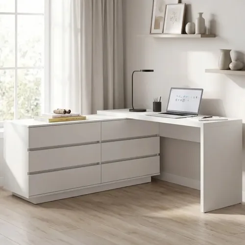 Mesa Para Escritório Diretor Em L 6 Gavetas Oring Yescasa