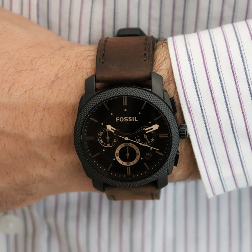 Relógio Fossil Analógico Ffs4656/z Fs4656 Couro Marrom Nf-e