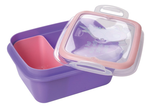 Pote Marmita Heróis C/ Divisória Infantil 850 Ml Plasútil Cor Unicórnio