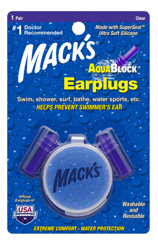 Mack's Aquablock - Tapones Para Los Oidos De Natacion, Comod