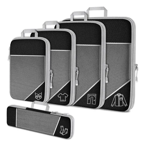 Organizador De Mala Viagem Kit Necessaire Compressão Reforçada 5 Peças