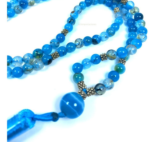 Imagen 2 de 5 de Japa Mala, Piedra Natural De Amazonita Natural Azul
