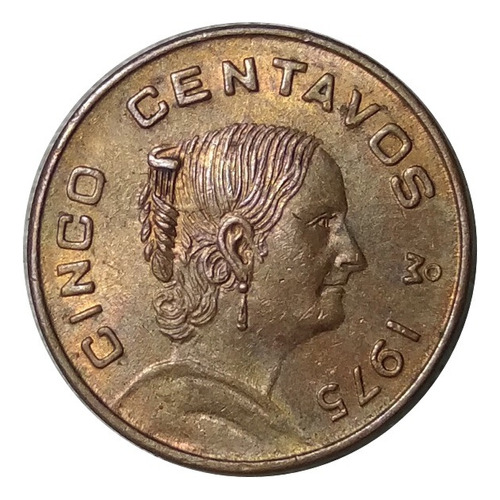 Moneda 5 Centavos 1975 Mexico Josefa Ortiz De Dominguez
