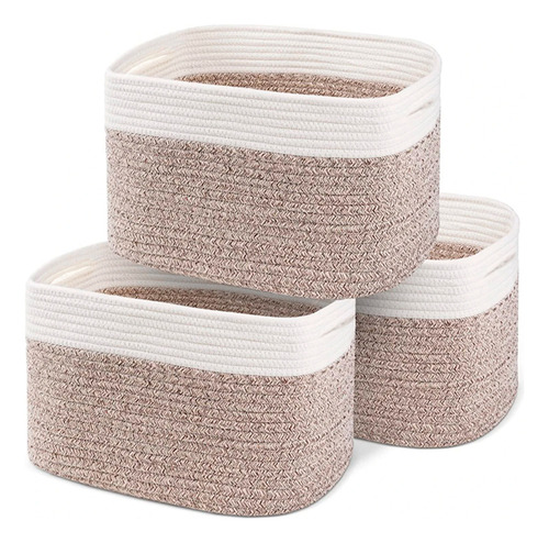 Juego Cestas Almacenamiento 3 Organizadoras Estantes Color Beige