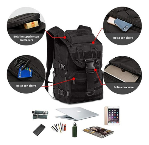 Mochila Táctica Seedary Bl013 Modular Sistema Muelle Color Negro