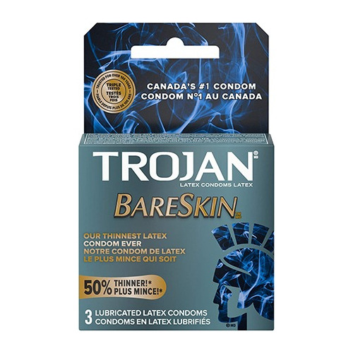 Preservativos De Latex Lubricados Bareskin 3u Trojan