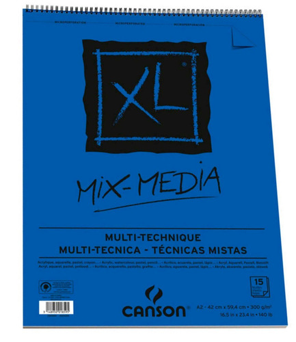 Block Canson Xl Mix-media A2 Acuarela Gouache Acrilico