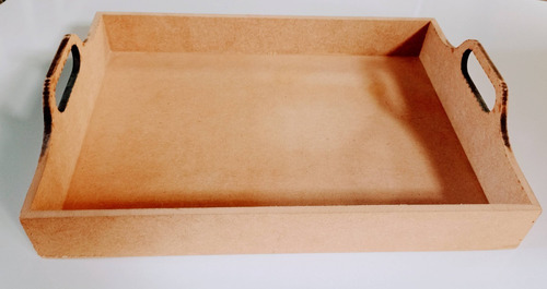 Imagem 1 de 6 de Bandeja Retangular Lisa Media Mdf - 35x25,5x8,5