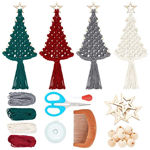 4 Juegos De Kit Diy De Macramé Árbol De Navidad Princ...