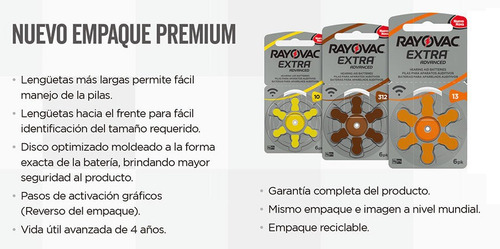 Pilas Audífono Rayovac Extra Advanced Blister 6 Pilas