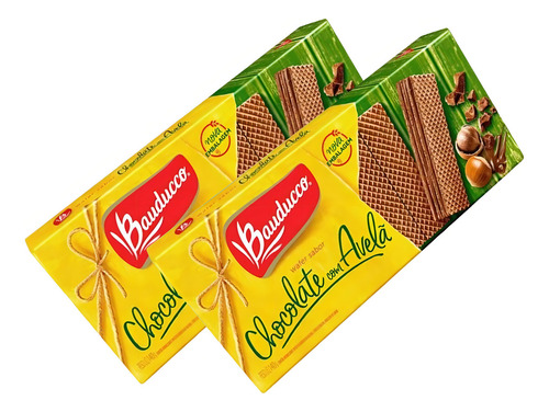 Kit 2 Biscoito Wafer Bauducco Chocolate Com Avelã 140g