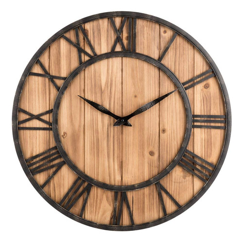 Toright Farm House - Reloj De Pared De Metal Y Madera Maciz.