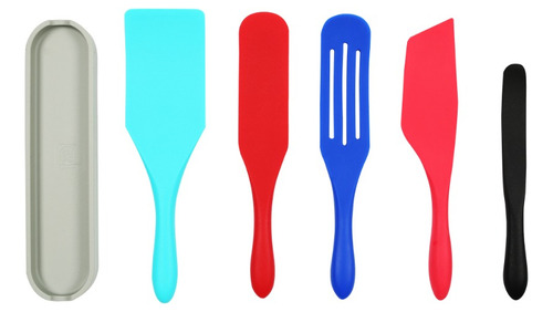 Set De 5 Utensilios De Silicona Mad Hungry Colores + Base