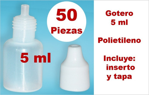 Gotero Homeopático 5 Ml Paquete 50 Piezas C/ Inserto Y Tapa