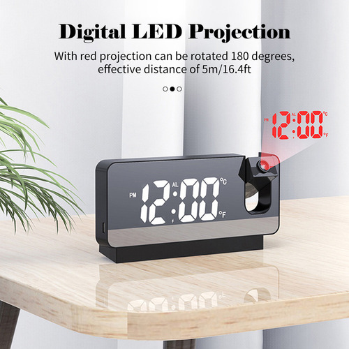 Despertador Digital De Proyección Led Con Temperatura Y Fech