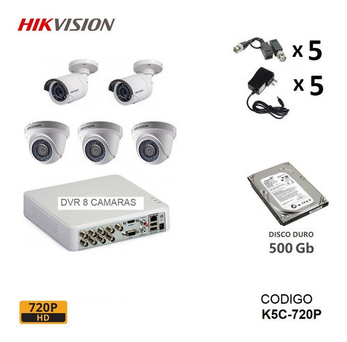 Imagen 6 de 10 de Kit 2 4 6 8 16 Camaras Seguridad Vigilancia Hikvision 720p