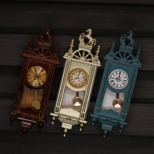 Reloj De Pared Para Casa De Muñecas 1/12, Reloj Azul