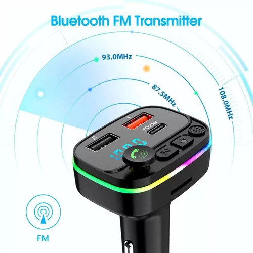 Receptor Bluetooth Auto Transmisor Fm Mp3 Cargador Usb P3