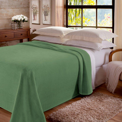 Cobertor Manta Casal Quarto Jolitex Unicolor Macia 180x220cm Cor Verde