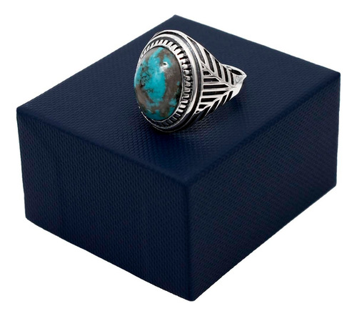 Anillo De Plata .925 Con Turquesa Natural Modelo Guardián Turquesa 10