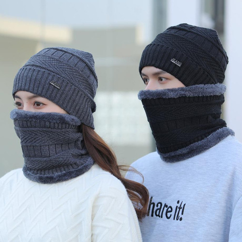 Conjunto De Gorro De Invierno De Punto Y Bufanda, Forro Pola
