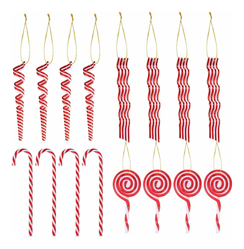 Figura Decorativa Para Arbol Navidad 16 Unidad Color Rojo