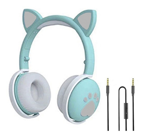 Auriculares Bluetooth Oreja Gato Rgb Limitador Volumen Niños